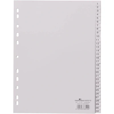 Afbeelding van Durable 6523 Register DIN A4 1 31 Polypropyleen Grijs tabbladen Bedrukte tabs 652310