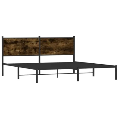Afbeelding van Bedframe met hoofdbord metaal gerookt eikenkleurig 160x200 cm