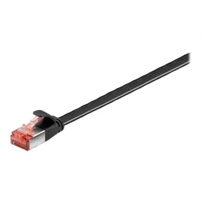 Image de goobay Cordon de raccordement RJ 45 (M) pour 15 m U/FTP, PiMF CAT 6 bloqué, plat noir