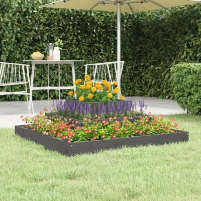 Afbeelding van Plantenbak 80x80x27 cm massief grenenhout grijs