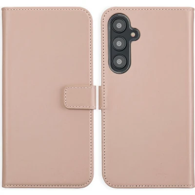 Afbeelding van Selencia Hoesje Geschikt voor Samsung Galaxy S24 FE Met Pasjeshouder Echt Lederen Bookcase roze