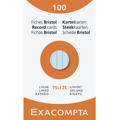 Image de Étui de 100 fiches bristol lignée (lot 10 assortis) Exacompta