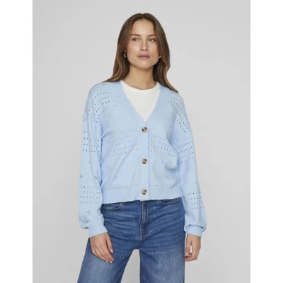 Afbeelding van VILA Viril Vneck NOOS Vest, Dames, Maat: XS, Kentucky blue