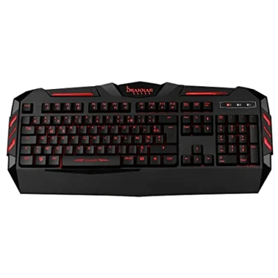 Afbeelding van Konix Drakkar Utgard AZERTY membraantoetsenbord voor desktop pc, gaming toetsenbord, anti ghosting, rode achtergrondverlichting, 1,6 m kabel