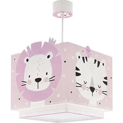 Afbeelding van Dalber Kinderkamerlamp, hanglamp, plafondlamp voor kinderkamer, baby, jungle, jungledieren, roze, 63112S, E27