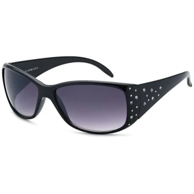 Afbeelding van styleBREAKER Vlinderzonnebril voor dames met kleurverloop, strass, vlinder, 09020055, Brilmontuur zwart / grijs paars glas verkleinglas