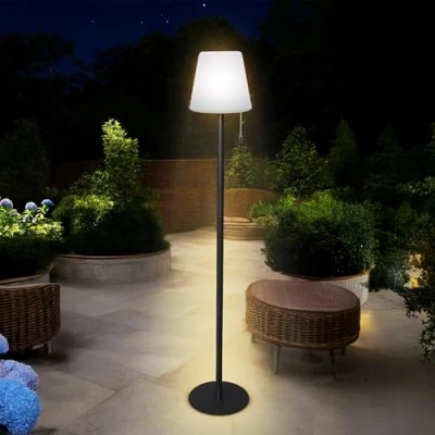 Afbeelding van Led vloerlamp warmwit met kleurverandering 106 x 16 cm Tuinlamp in zwart 4 USB oplaadbare verlichtingsmodi Voor balkon, terras, buiten