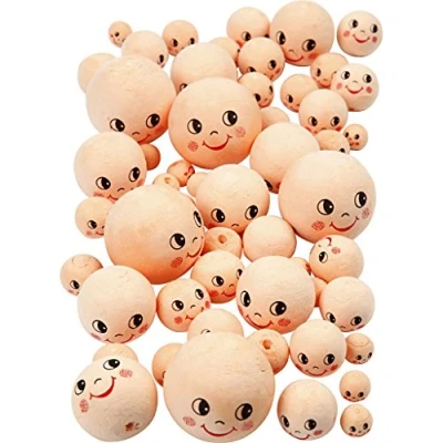 Afbeelding van Hoofden, d: 12+18+22+30+40 mm, 100 stuks, licht beige