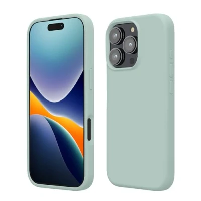 Afbeelding van kwmobile telefoonhoesje geschikt voor Apple iPhone 16 Pro Hoesje met siliconen coating Smartphone case in cool mint