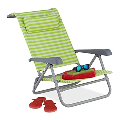 Afbeelding van Relaxdays opvouwbare strandstoel verstelbaar campingstoel klapstoel strand ligbed