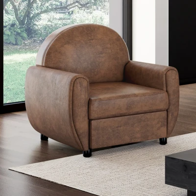 Afbeelding van GASTON vintage CLUB fauteuil, donkerbruin met verweerd effect