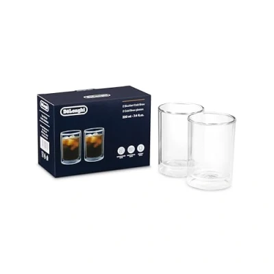 Afbeelding van De&#039;Longhi DLSC324 Set van 2 dubbelwandige thermoglazen borosilicaatglas, comfortabel om vast te houden, condensvrij, vaatwasmachinebestendig, inhoud 220 ml