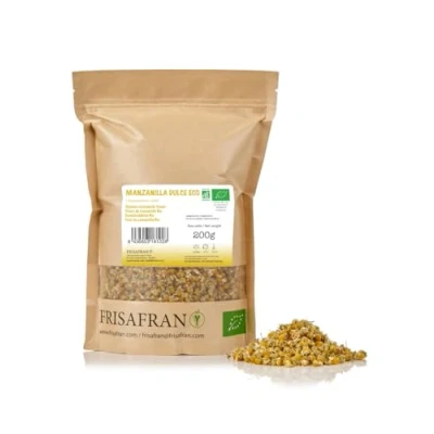 Image de FRISAFRAN Infusion naturelle de Camomille Bio 200g en vrac Fleurs Sauvage Tisane Sommeil et Digestion Origine Europe Fleur Entière