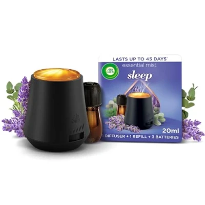 Afbeelding van Air Wick Essentiële mistdiffuser, slaap, 1 apparaat en navulverpakking (20 ml), natuurlijke etherische oliën, houdt tot 45 dagen, luchtverfrisser