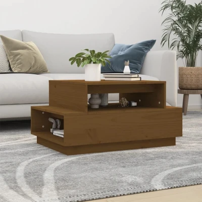 Afbeelding van Salontafel 80x55x40,5 cm massief grenenhout honingbruin