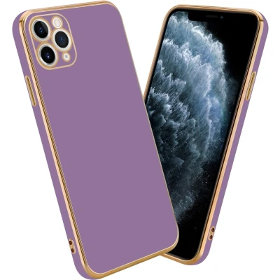 Afbeelding van Cadorabo Hoesje geschikt voor Apple iPhone 11 PRO MAX in Glossy Paars Goud Beschermhoes Case Cover van flexibel TPU silicone en met camerabescherming
