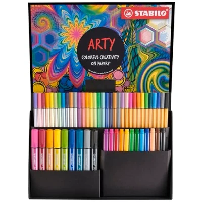 Afbeelding van STABILO ARTY Kleurdoos x 55 viltstiften 11 Pen 68 + penseelstiften Brush 9 MAX 12 Point 88 pennen pointMax pennen, gesorteerd