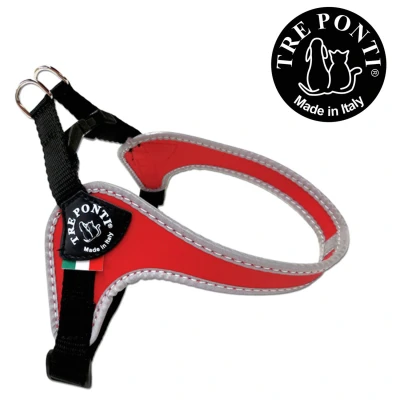 Afbeelding van Tre Ponti Fibbia Basic Tuig Rood&amp;Reflectie Hondenharnas 35 49 cm Tot 5 Kg