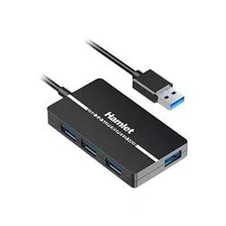 Afbeelding van Hamlet XHUB 04U3P interface hub USB 3.2 Gen 1 (3.1 1) Type A 5000 Mbit/s Zwart
