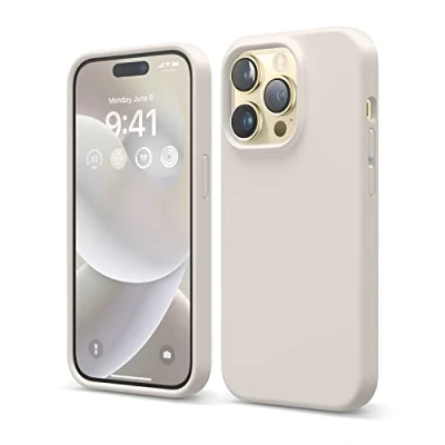 Afbeelding van elago siliconen hoesje compatibel met iPhone 14 Pro (6,1 inch), beschermhoes, volledige bescherming, schokbestendig, 4 structuren, zachte microvezel, voorkomt krassen
