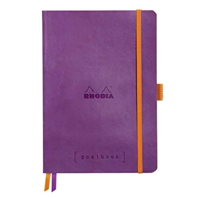 Afbeelding van RHODIA 117579C Notitieboek, Bullet Journal, Goalbook, paars, A5, gestippeld, 240 pagina&#039;s, wit papier, 90 g, 2 banden, elastische sluiting, omslag van kunstleer