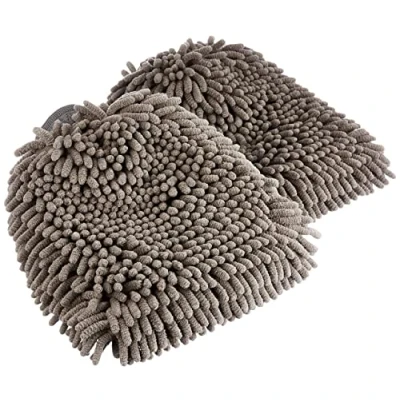 Image de Amazon Basics Lot de 2 gants lavage et séchage en microfibre pour voiture, gris, 30 x 20 cm