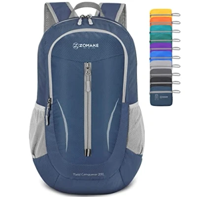Image de ZOMAKE Sac a Dos Pliable Ultra Léger à De Randonnée Petit Packable Daypack 25L Pour Femme Homme Sports Et Plein Air (Bleu Marine)