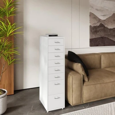 Afbeelding van Kantoorkast Kökar op wielen 109x28x41 cm wit