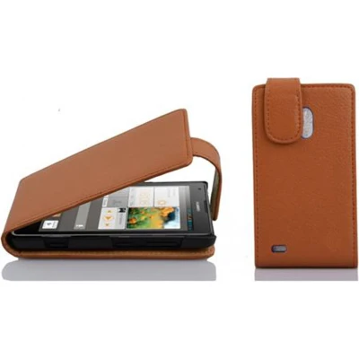 Afbeelding van Cadorabo Hoesje geschikt voor Huawei ASCEND G700 in COGNAC BRUIN Beschermhoes flip design Case Cover van getextureerd imitatieleer