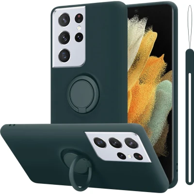 Afbeelding van Cadorabo Hoesje geschikt voor Samsung Galaxy S22 ULTRA in LIQUID GROEN Beschermhoes van flexibel TPU silicone Case Cover met ring