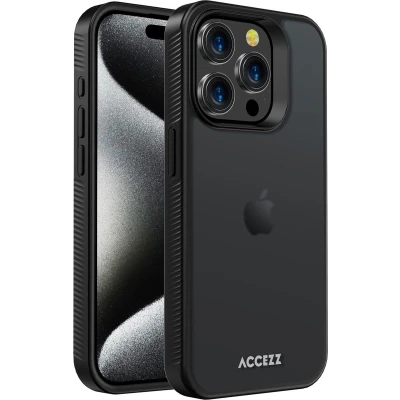 Afbeelding van Accezz Hoesje Geschikt voor iPhone 15 Pro Rugged Frosted Backcover Zwart