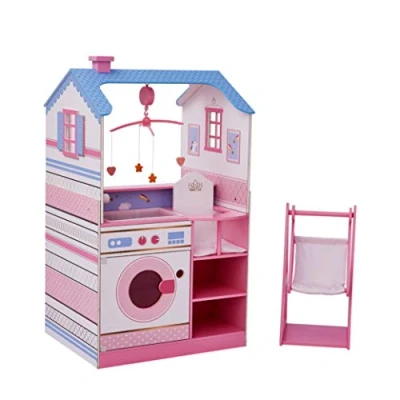 Afbeelding van Teamson Kids Poppenmeubel Voor 16 18&quot; Babypoppen Kinderspeelgoed Roze/Blauw