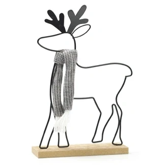 Afbeelding van IJzeren Hert met Sjaal 29 cm Stijlvolle Kerstdecoratie