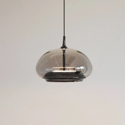 Afbeelding van LOOM DESIGN LED hanglamp Avalon, zwart/grijs Ø 20 cm glas