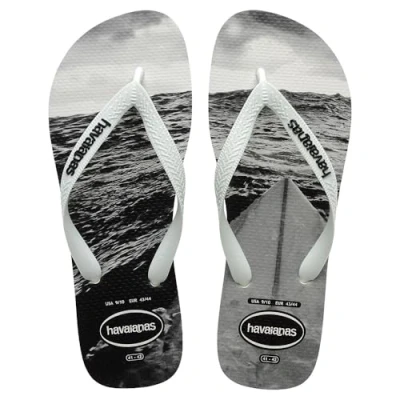 Afbeelding van Havaianas Brasil logo, uniseks teenslippers, Wit Zwart Grijs