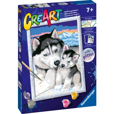 Afbeelding van Ravensburger CreArt Cute Huskies Schilderen op nummer voor kinderen