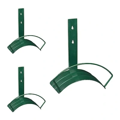Afbeelding van Relaxdays tuinslanghouder muur set van 3 slanghouder metaal waterslanghouder groen