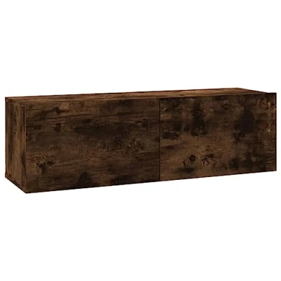 Image de vidaXL Meuble TV mural chêne fumé 100x30x30 cm bois d&#039;ingénierie836890