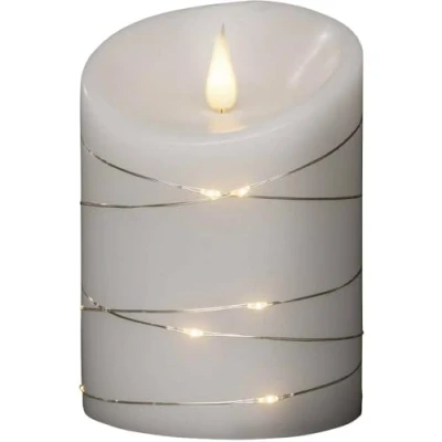 Afbeelding van Konstsmide 1844 190 LED kaars met echte was Wit Warmwit (Ø x h) 100 mm 140 3D effect, Schakelaar