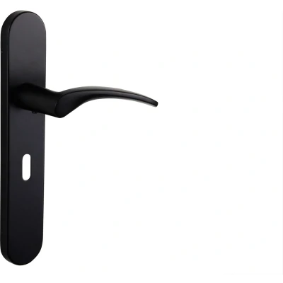 Afbeelding van Lavuzo deurkruk Lodini Zwart met afgerond schild SL56 Per set Luxe deurbeslag Deurklink