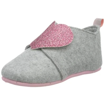 Afbeelding van Playshoes pantoffels vilt grijs glitterhart
