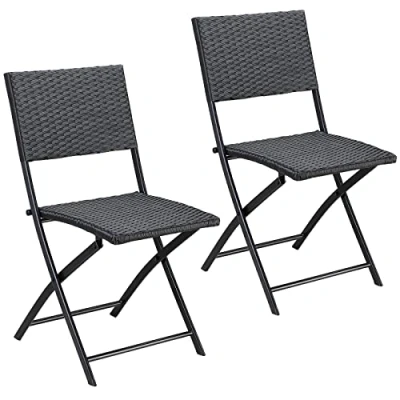 Afbeelding van Casaria Polyrattan Klapstoel 2 Stuks Weerbestendig Zwart