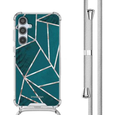 Afbeelding van iMoshion Hoesje Geschikt voor Samsung Galaxy A35 met Koord Design Meerkleurig / Petrol Green Graphic
