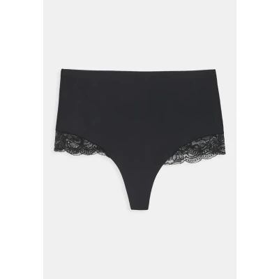 Afbeelding van MAGIC Bodyfashion dames Dream high waisted naadloze string met kant in de kleur Zwart, maat: S