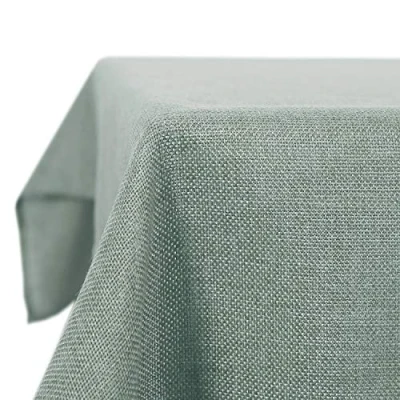 Afbeelding van Deconovo Linnen tafelkleed, waterafstotend, afneembaar, polyesterstof, lotuseffect, voor eettafel, feest, grijs, groen, 130 x 160 cm