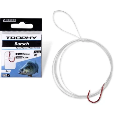 Afbeelding van Zebco Trophy Perch Hook to Nylon 70cm (8 pcs) Red Maat : 8