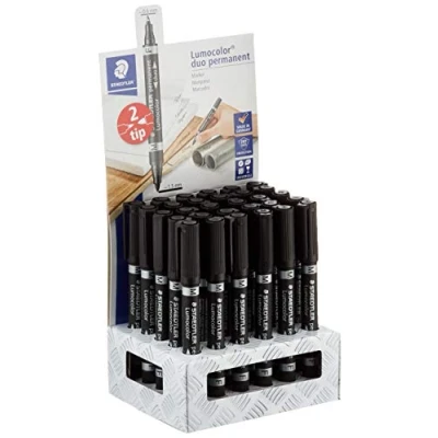 Afbeelding van Staedtler Lumocolor 348 9 CA30 permanente marker met dubbele punt en 30 markers punt, zwart