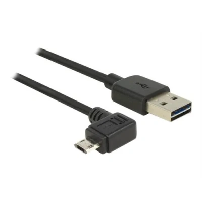 Image de Delock Câble USB (M) droit pour Micro de type B incliné 2.0 2 m connecteurs réversibles noir