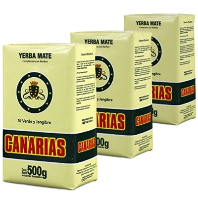 Afbeelding van 🌿Yerba Maté Canarias Verde Jengibre 1,5 kg (3 x 500 g) + geschenkmonster (40 g): rijk aan antioxidanten en vitaminen, versnelt de stofwisseling, zonder suiker