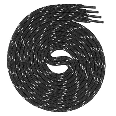 Afbeelding van Swissly Ronde veters ca. 4,5 mm diameter voor werkschoenen, wandelschoenen, trekkingschoenen, wandelschoenen van polyester lengte 70 220 cm, zwart/grijs, 90 cm / ø